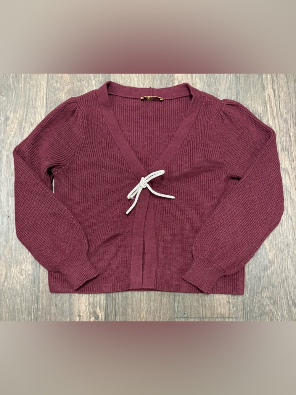 Belldini Burgundy Knit Tie Front Cardigan Size M Cozy Chic